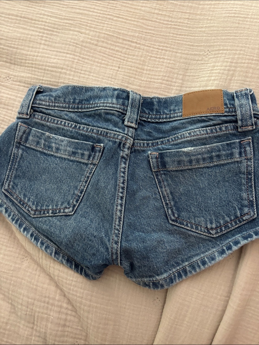 Aeropostale Distressed Light Blue Denim Micro Shorts - Picture 2 of 4